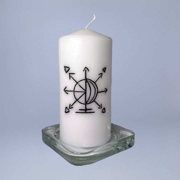 Lumânare ritualizată cu sigiliu pentru protecție energetică