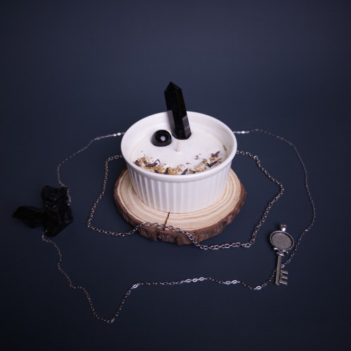 Lumânare Ritualizată cu Cristale - Night Shield